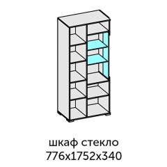 Аллегро-10 Шкаф 2дв. (со стеклом) (дуб крафт золотой-камень темный) в Верхней Салде - verhnyaya-salda.mebel24.online | фото 2