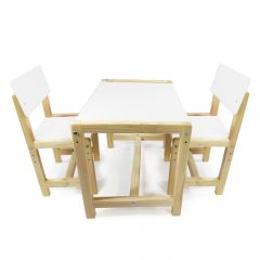 Детский растущий комплект стол и два стула  Я САМ "Лофт" (Белый, Сосна) в Верхней Салде - verhnyaya-salda.mebel24.online | фото 1