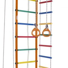 ДСК Атлант оранжевый радуга: турник, кольца, канат, трапеция, веревочная лестница в Верхней Салде - verhnyaya-salda.mebel24.online | фото