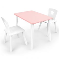 Комплект детской мебели стол и два стула Корона  (Розовый/Белый/Белый) в Верхней Салде - verhnyaya-salda.mebel24.online | фото 1