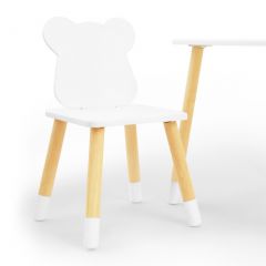 Комплект детской мебели стол и два стула Мишутка (Белый/Белый/Береза) в Верхней Салде - verhnyaya-salda.mebel24.online | фото