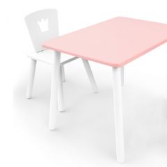 Комплект детской мебели стол и стул Корона (Розовый/Белый/Белый) в Верхней Салде - verhnyaya-salda.mebel24.online | фото 1