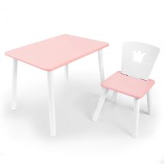 Комплект детской мебели стол и стул Корона (Розовый/Розовый/Белый) в Верхней Салде - verhnyaya-salda.mebel24.online | фото 1