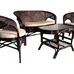 Комплект Пеланги 02/15 с 2-х местным диваном и овальным столом (Темно-коричневый) в Верхней Салде - verhnyaya-salda.mebel24.online | фото