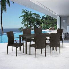 Комплект плетеной мебели T256A/YC379A-W53 Brown (6+1) + подушкина стульях в Верхней Салде - verhnyaya-salda.mebel24.online | фото 1