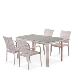 Комплект плетеной мебели T256C/Y376C-W85 Latte (4+1) + подушки на стульях в Верхней Салде - verhnyaya-salda.mebel24.online | фото