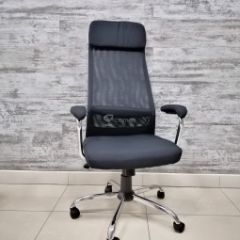 Кресло Barneo K-115 для персонала (черная ткань, черная сетка) в Верхней Салде - verhnyaya-salda.mebel24.online | фото 1
