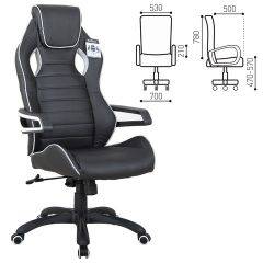 Кресло компьютерное BRABIX Techno Pro GM-003 (экокожа черное/серое, вставки серые) 531814 в Верхней Салде - verhnyaya-salda.mebel24.online | фото 1