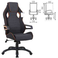 Кресло компьютерное BRABIX Techno Pro GM-003 (ткань черное/серое, вставки оранжевые) 531813 в Верхней Салде - verhnyaya-salda.mebel24.online | фото 2