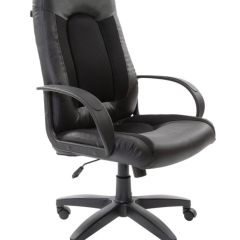 Кресло офисное BRABIX "Strike EX-525" (экокожа черная, ткань черная) 531381 в Верхней Салде - verhnyaya-salda.mebel24.online | фото