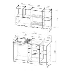 Кухонный гарнитур Лариса медиум 3 1400 мм в Верхней Салде - verhnyaya-salda.mebel24.online | фото 2