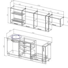 Кухонный гарнитур Вегас 2550 (Стол. 26мм) в Верхней Салде - verhnyaya-salda.mebel24.online | фото 2