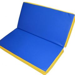 Мат гимнастический 1х1х0,08м складной цв. синий-желтый в Верхней Салде - verhnyaya-salda.mebel24.online | фото