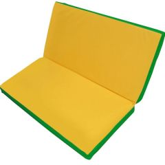 Мат гимнастический 1х1х0,08м складной цв. зеленый-желтый в Верхней Салде - verhnyaya-salda.mebel24.online | фото