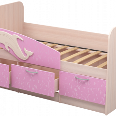 Кровать Дельфин 1,6 (Дуб молочный/фасад - Ламарти розовый) в Верхней Салде - verhnyaya-salda.mebel24.online | фото