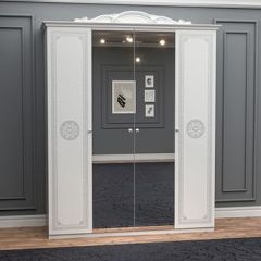 Шкаф 4-х дверный с зеркалами (12.244) Грация (белый/серебро) в Верхней Салде - verhnyaya-salda.mebel24.online | фото
