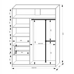 Шкаф-купе 1500 серии NEW CLASSIC K4+K4+B2+PL4 (2 ящика+F обр. штанга) профиль «Капучино» в Верхней Салде - verhnyaya-salda.mebel24.online | фото 3