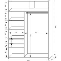 Шкаф-купе 1600 серии SOFT D1+D3+B2+PL1 (2 ящика+1штанга) профиль «Графит» в Верхней Салде - verhnyaya-salda.mebel24.online | фото 4