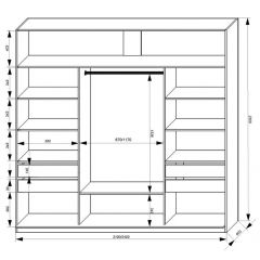 Шкаф-купе 2100 серии SOFT D2+D7+D3+B22+PL2 (по 2 ящика лев/прав+1штанга+1полка) профиль «Графит» в Верхней Салде - verhnyaya-salda.mebel24.online | фото 3