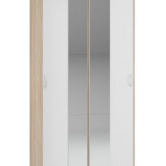 Шкаф-купе Бассо 1.0 (Дуб Сонома/Белый) 2 двери 2 зеркальные вставки в Верхней Салде - verhnyaya-salda.mebel24.online | фото 1