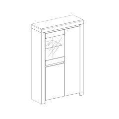 Шкаф с витриной 1V2D, TAURUS, цвет белыйдуб вотан в Верхней Салде - verhnyaya-salda.mebel24.online | фото 1