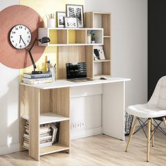 Стол компьютерный Олимп (дуб сонома/белый) в Верхней Салде - verhnyaya-salda.mebel24.online | фото