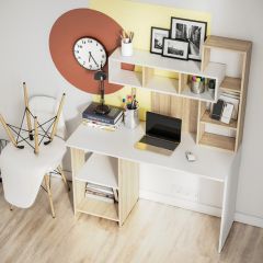 Стол компьютерный Олимп (дуб сонома/белый) в Верхней Салде - verhnyaya-salda.mebel24.online | фото 2
