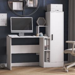 Стол компьютерный СКМ-2 ЛДСП Белый в Верхней Салде - verhnyaya-salda.mebel24.online | фото