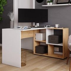 Стол компьютерный угловой СКМУ-4 Белый/Дуб крафт золотой в Верхней Салде - verhnyaya-salda.mebel24.online | фото