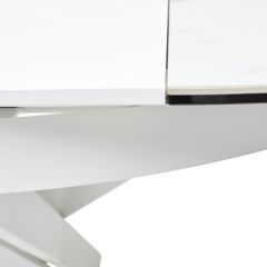 Стол TRENTO 120 HIGH GLOSS STATUARIO Белый мрамор глянцевый, керамика/ белый каркас, ®DISAUR в Верхней Салде - verhnyaya-salda.mebel24.online | фото 9