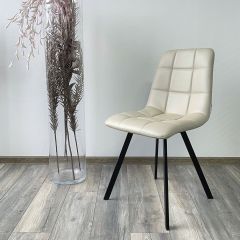 Стул CHILLI SQUARE HK017-02 серо-бежевый, PU/ черный каркас М-City в Верхней Салде - verhnyaya-salda.mebel24.online | фото 2