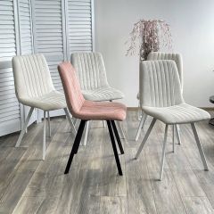 Стул ELVIS WZ2042-01 молочный фактурный велюр / белый каркас М-City в Верхней Салде - verhnyaya-salda.mebel24.online | фото 2