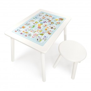 Детский комплект стол и табурет круглый Rolti Baby с накладкой Алфавит (белая столешница/белое сиденье/белые ножки) в Верхней Салде - verhnyaya-salda.mebel24.online | фото