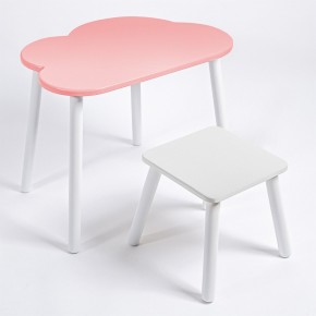 Детский комплект стол ОБЛАЧКО  и табурет Rolti Baby (розовая столешница/белое сиденье/белые ножки) в Верхней Салде - verhnyaya-salda.mebel24.online | фото