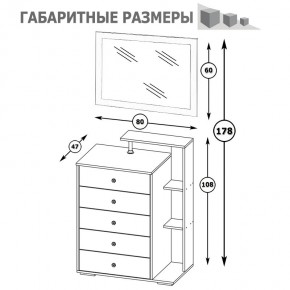 Камелия Комод + Зеркало, цвет белый, ШхГхВ 80х46,8х178 см., НЕ универсальная сборка в Верхней Салде - verhnyaya-salda.mebel24.online | фото 6