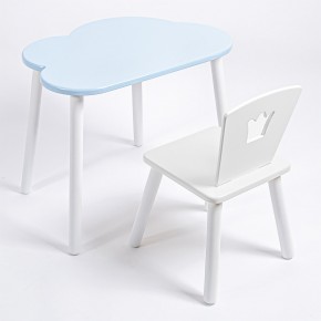 Комплект детский стол ОБЛАЧКО и стул КОРОНА ROLTI Baby (голубая  столешница/белое сиденье/белые ножки) в Верхней Салде - verhnyaya-salda.mebel24.online | фото 1