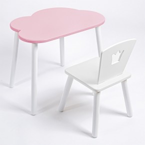 Комплект детский стол ОБЛАЧКО и стул КОРОНА ROLTI Baby (розовая столешница/белое сиденье/белые ножки) в Верхней Салде - verhnyaya-salda.mebel24.online | фото