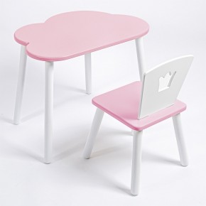Комплект детский стол ОБЛАЧКО и стул КОРОНА ROLTI Baby (розовая столешница/розовое сиденье/белые ножки) в Верхней Салде - verhnyaya-salda.mebel24.online | фото