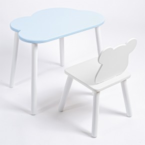 Комплект детский стол ОБЛАЧКО и стул МИШКА ROLTI Baby (голубая столешница/белое сиденье/белые ножки) в Верхней Салде - verhnyaya-salda.mebel24.online | фото