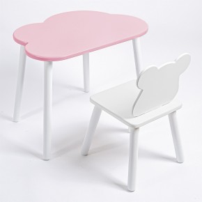 Комплект детский стол ОБЛАЧКО и стул МИШКА ROLTI Baby (розовая столешница/белое сиденье/белые ножки) в Верхней Салде - verhnyaya-salda.mebel24.online | фото