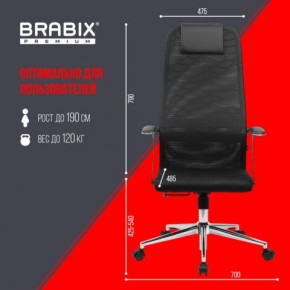 Кресло BRABIX PREMIUM "Ultimate EX-801" хром, плотная двойная сетка Х2, черное, 532917 в Верхней Салде - verhnyaya-salda.mebel24.online | фото 7