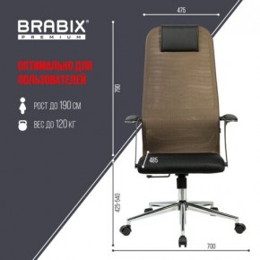 Кресло BRABIX PREMIUM "Ultimate EX-801" хром, плотная двойная сетка Х2, черное/коричневое, 532920 в Верхней Салде - verhnyaya-salda.mebel24.online | фото 6