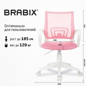 Кресло BRABIX "Fly MG-396W", с подлокотниками, пластик белый, сетка, розовое, 533008 в Верхней Салде - verhnyaya-salda.mebel24.online | фото 5