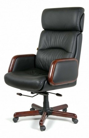 Кресло для руководителя Chairman 417 черный/орех темный, черный в Верхней Салде - verhnyaya-salda.mebel24.online | фото