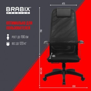 Кресло офисное BRABIX PREMIUM "Ultimate EX-801" пластик, плотная двойная сетка Х2, черное, 532922 в Верхней Салде - verhnyaya-salda.mebel24.online | фото 5