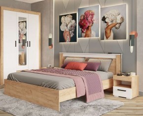 Кровать Адель 1.4 Настил из ДСП 2с дуб крафт золотой/белый в Верхней Салде - verhnyaya-salda.mebel24.online | фото 2