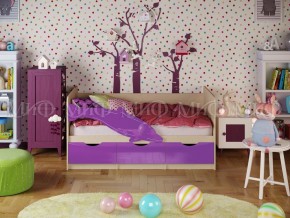 Кровать Дельфин-1 800*1600 (Фиолетовый металлик/дуб крафт белый) в Верхней Салде - verhnyaya-salda.mebel24.online | фото