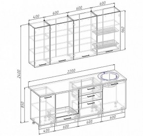 Кухонный гарнитур Антрацит 2200 (Стол. 26мм) в Верхней Салде - verhnyaya-salda.mebel24.online | фото 3