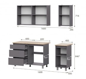 Кухонный гарнитур ДЕНВЕР (1600) Графит серый/Дуб Сонома в Верхней Салде - verhnyaya-salda.mebel24.online | фото 2