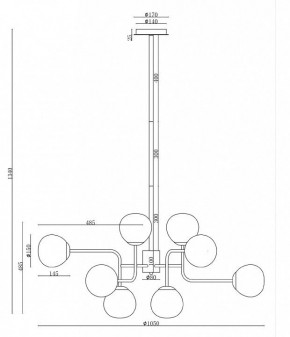 Люстра на штанге Maytoni Erich MOD221-PL-12-G в Верхней Салде - verhnyaya-salda.mebel24.online | фото 3